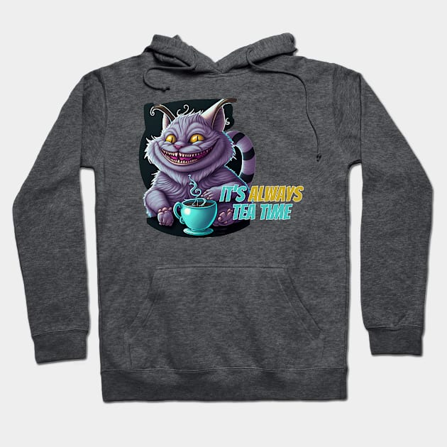 It's Always Tea Time - Cheshire Cat Hoodie by nonbeenarydesigns